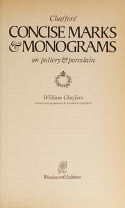 Chaffers' concise marks & monograms on pottery & porcelain