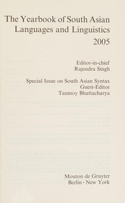The Yearbook of South Asian Languages And Linguistics