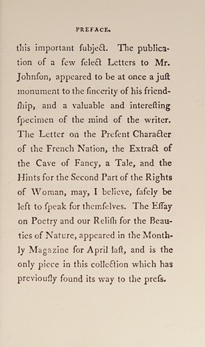 Posthumous works of the author of A vindication of the rights of woman