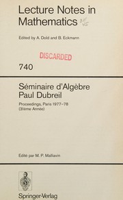 Seminaire d'Algebre Paul Dubreil