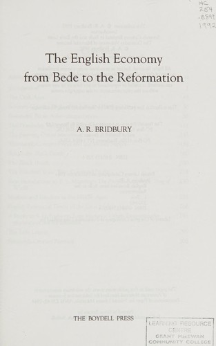 The English economy from Bede to the Reformation