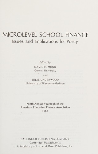 Microlevel School Finance