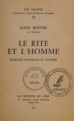 Le rite et l'homme
