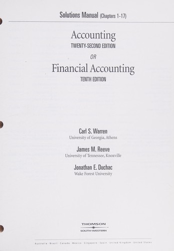 Accounting, 22e or Financial accounting,10e