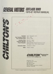 Chilton's General Motors Cutlass RWD 1970-87 repair manual