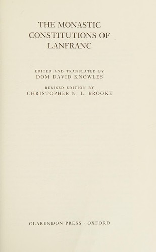 The monastic constitutions of Lanfranc