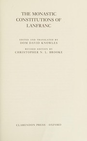 The monastic constitutions of Lanfranc