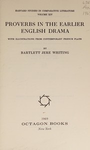 Proverbs in the earlier English drama