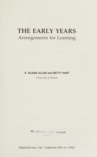 The early years, arrangements for learning