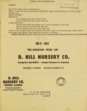 Pre-inventory price list July, 1952