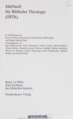 Zum Problem des biblischen Kanons