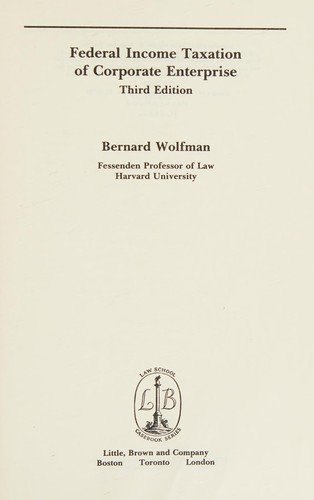 Federal income taxation of corporate enterprise