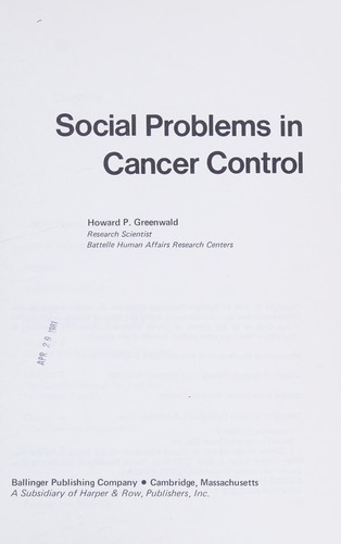 Social problems in cancer control