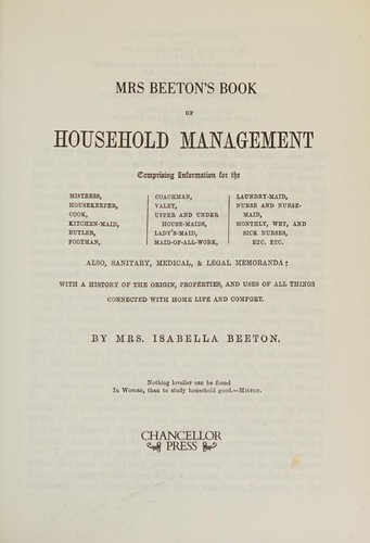 Mrs. Beeton's book of household management