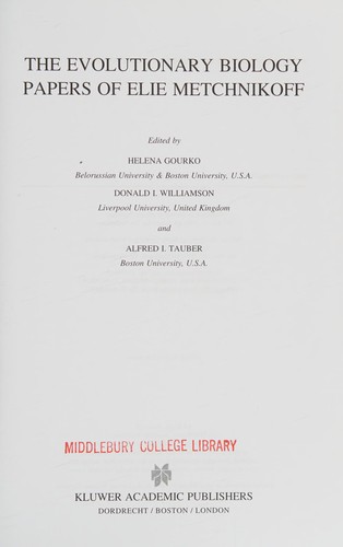 The evolutionary-biology papers of Elie Metchnikoff