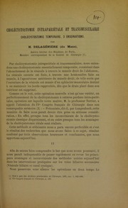 Chol©♭cystostomie intrapari©♭tale et transmusculaire
