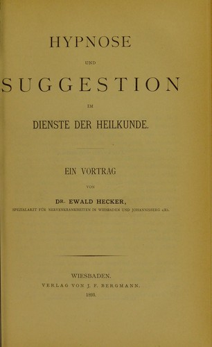 Hypnose und Suggestion im Dienste der Heilkunde