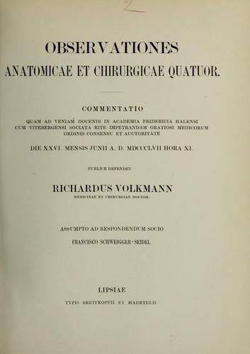 Observationes anatomicae et chirurgicae quatuor
