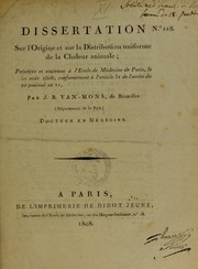 Dissertation sur l'origine et sur la distribution uniforme de la chaleur animale