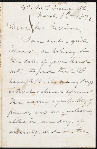 [Letter to] Dear Mr. Garrison