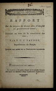 Rapport sur les moyens de donner plus d'intensite  au gouvernement actuel