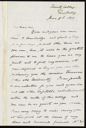 [Letter to] My Dear Sir
