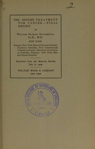 The enzyme treatment for cancer. Final report