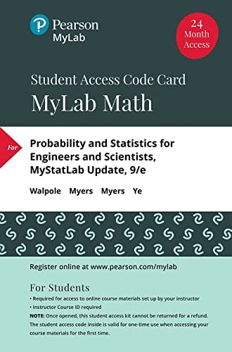 MyLab Statistics with Pearson EText -- Standalone Access Card -- for Probability and Statistics for Engineers and Scientists, MyStatLab Update