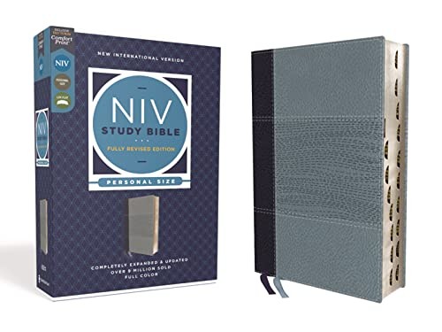 NIV Study Bible, Fully Revised Edition, Personal Size, Leathersoft, Navy/Blue, Red Letter, Thumb Indexed, Comfort Print