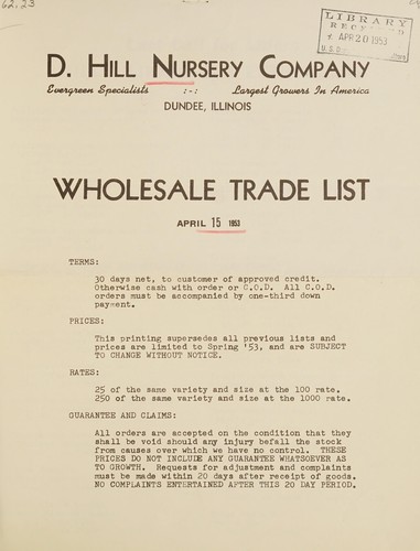 Wholesale trade list