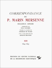 Correspondance du P. Marin Mersenne, religieux minime