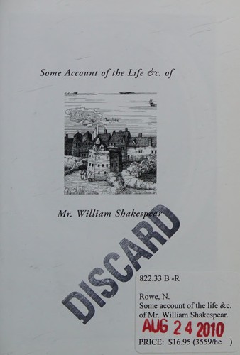 Some account of the life &c. of  Mr. William Shakespear