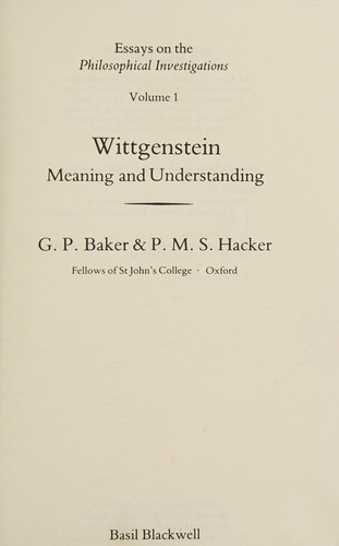 Wittgenstein, meaning and understanding