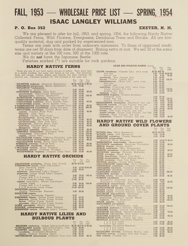 Fall, 1953 - wholesale price list - spring, 1954
