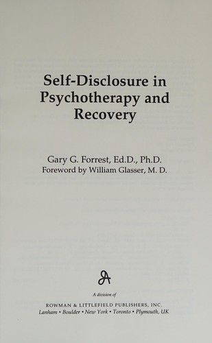 Self-disclosure in psychotherapy and recovery