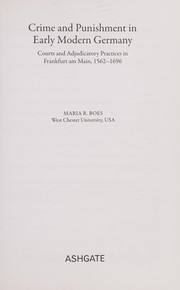 Crime and Punishment in Early Modern Germany