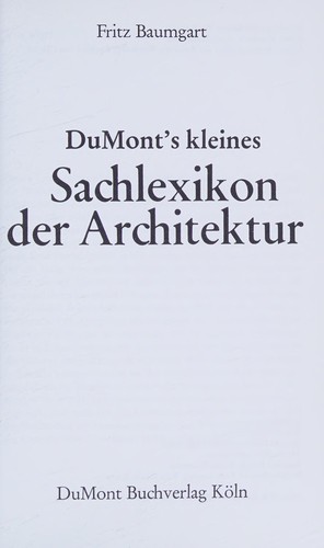 DuMont's kleines Sachlexikon der Architektur