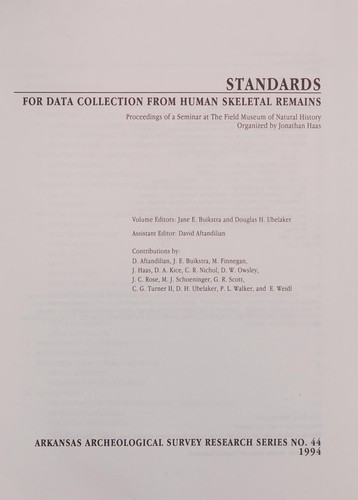 Standards for data collection from human skeletal remains