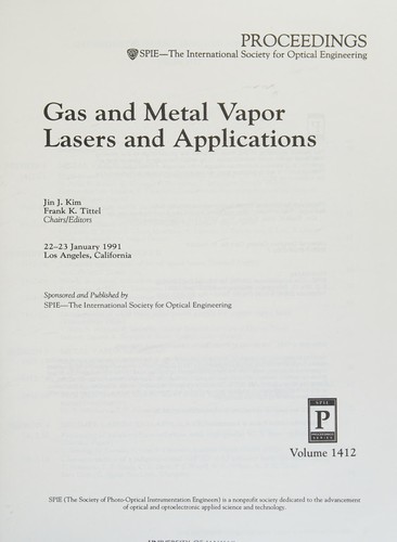 Gas and metal vapor lasers and applications