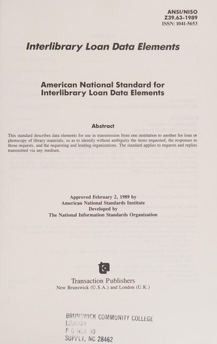 Interlibrary loan data elements