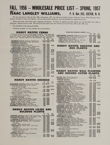 Fall, 1956 - wholesale trade list - spring, 1957