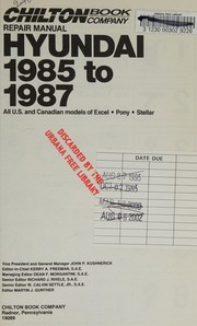 Chilton's Repair Manual Hyundai 1985 to 1987