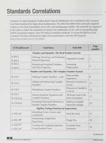 Common Core State Standards Problem-Based Tasks for Mathematics II