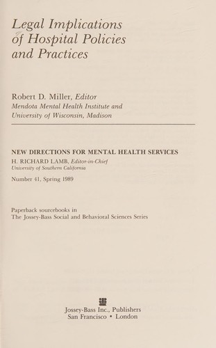 Legal Implications of Hospital Policies and Practices (New Directions for Youth Development)