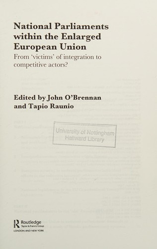 National Parliaments within the Enlarged European Union