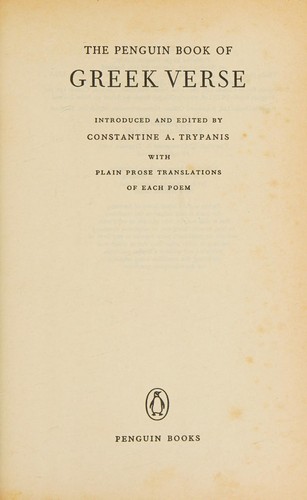 The Penguin book of Greek verse