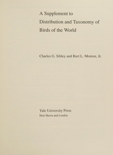 A supplement to Distribution and taxonomy of birds of the world
