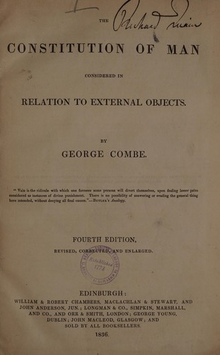The constitution of man considered in relation to external objects