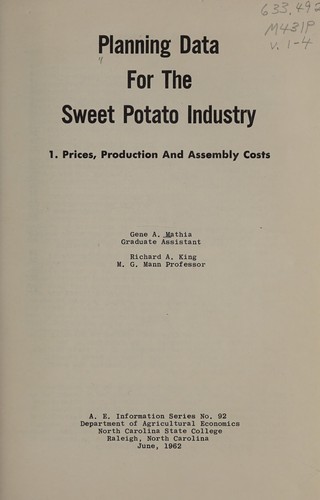 Planning data for the sweet potato industry