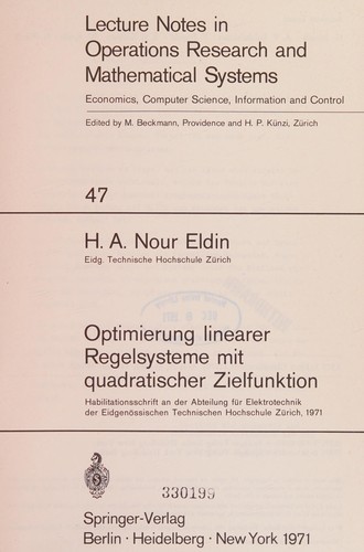 Optimierung linearer Regelsysteme mit quadratischer Zielfunktion